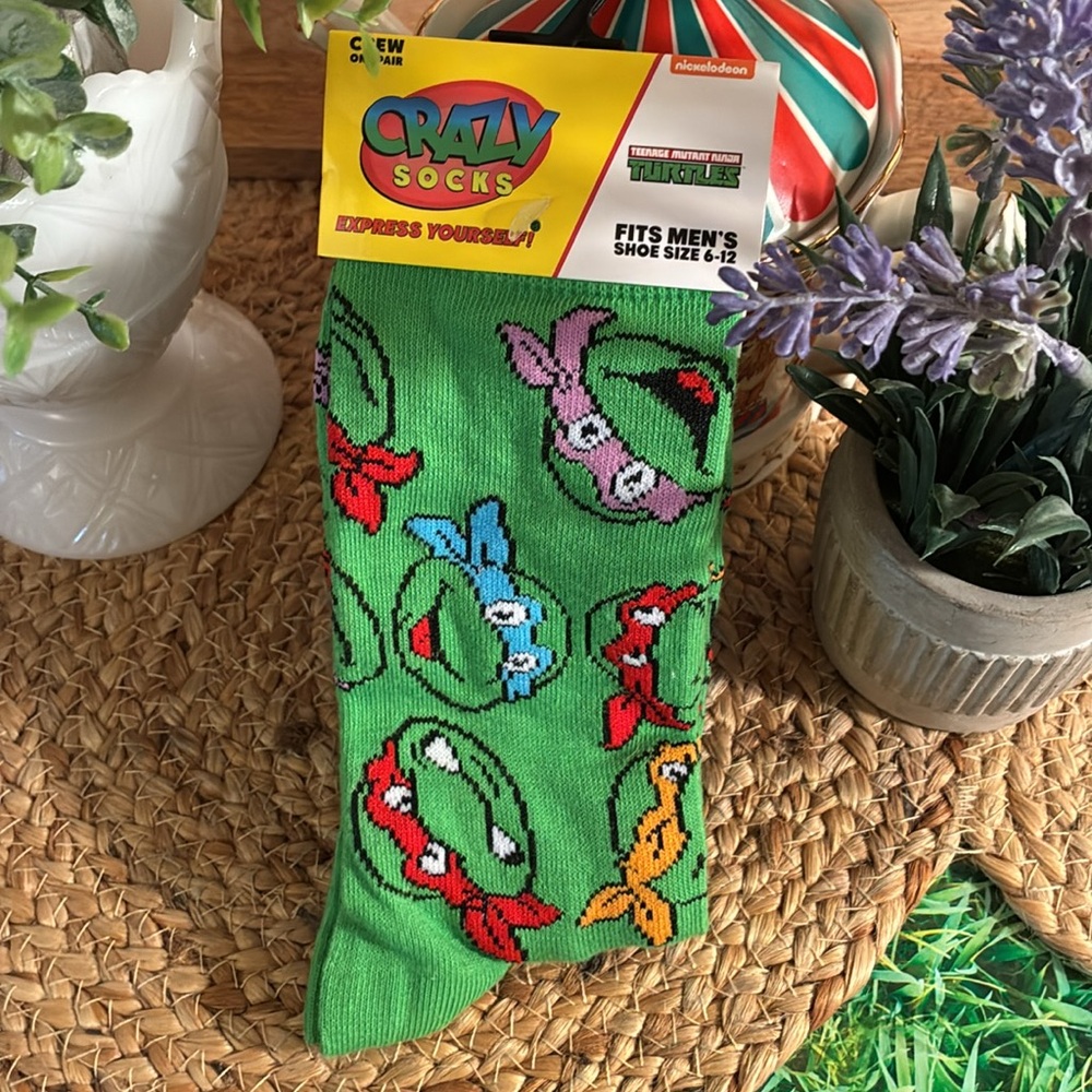 TMNT Colorful Crew Socks with Teenage Mutant Ninja Turtle Design